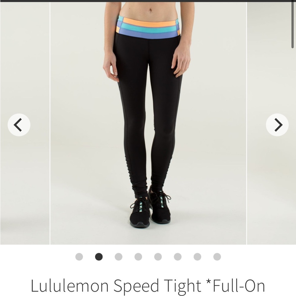 Lululemon Speed Tight V Colorblock Stripe Black Ankle leggings Sz 4 VGUC